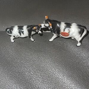 Vintage Bone China 2 Black and White cows